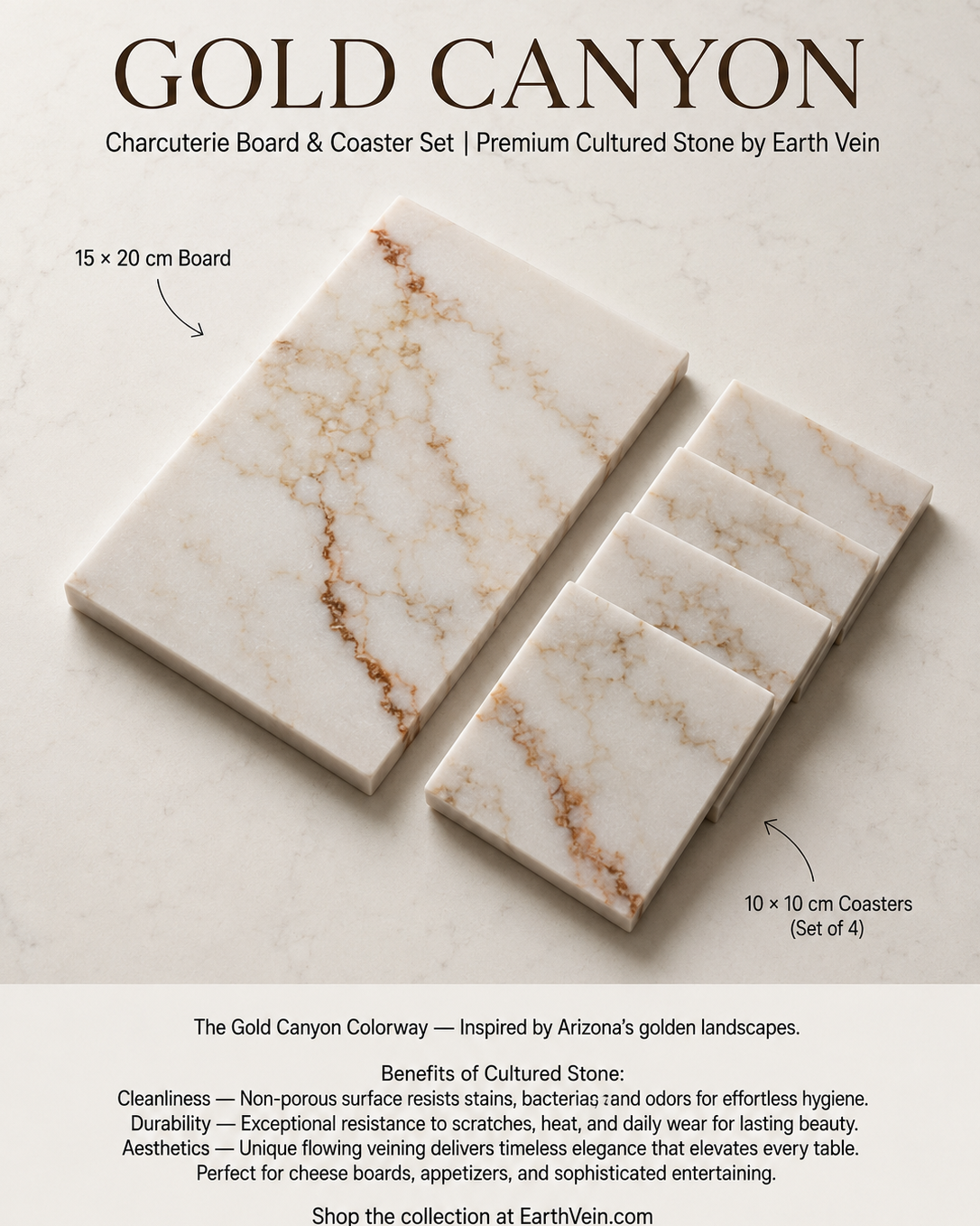 Gold Canyon — Charcuterie Board &amp; Coaster Set