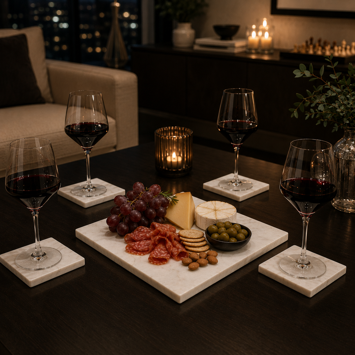 Silver City Charcuterie Board plus Coaster Set