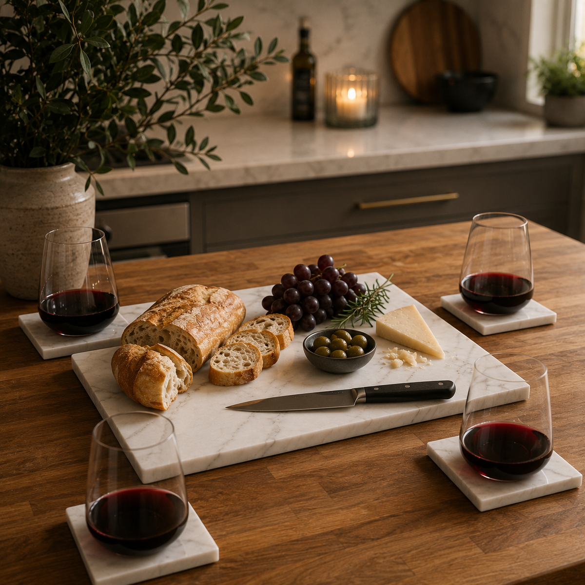 Silver City Charcuterie Board plus Coaster Set
