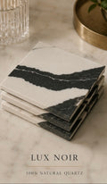 Lux Noir™ 4-Piece Quartz Coaster Set Midnight Vein Collection