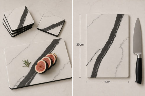 Lux Noir Charcuterie & Coaster Set - Natural Stone