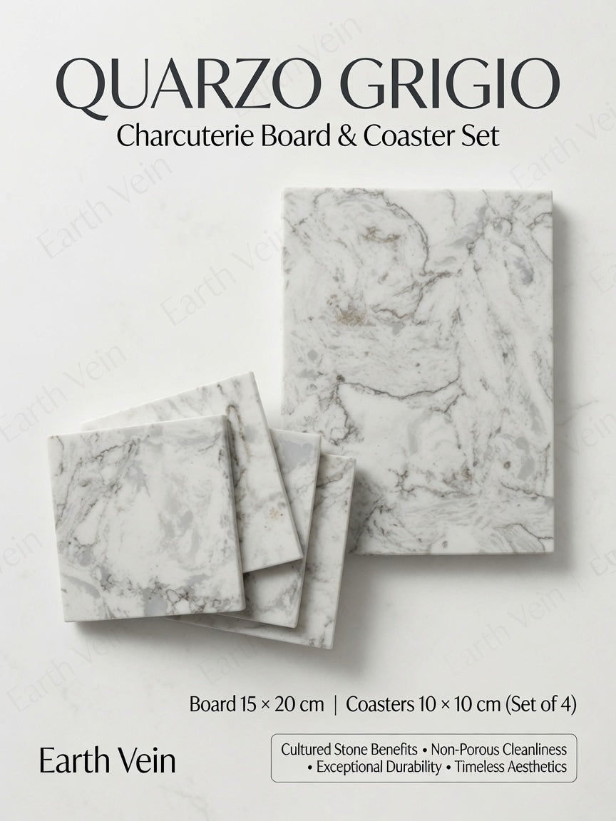 Quartzo Grigio Charcuterie Board &amp; Coaster Set - product shot