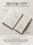 Silver City white cultured-stone charcuterie board and four matching square coasters with subtle veining